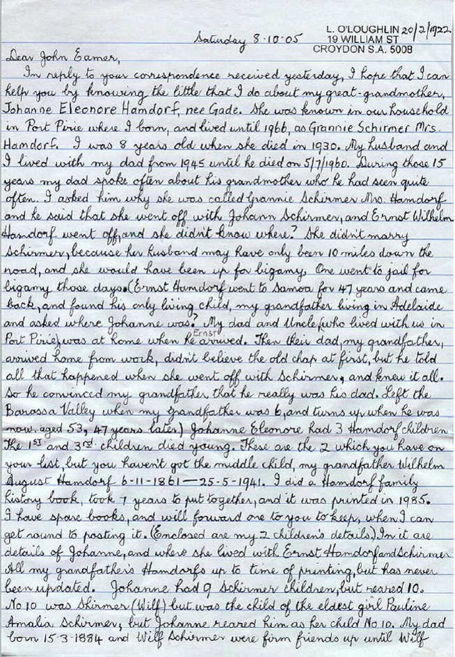 Lena Mary Hamdorff - Correspondence - Page 1