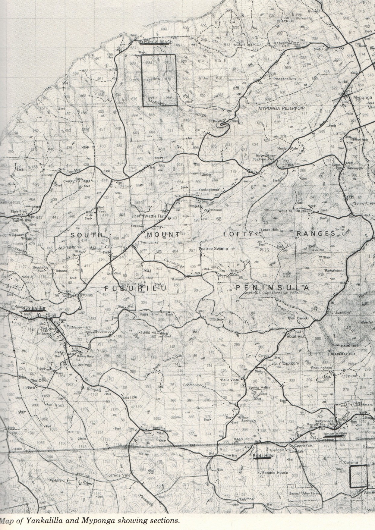 Map of Yankalilla and Myponga