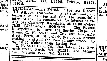 Richard Willows - Death Notice
